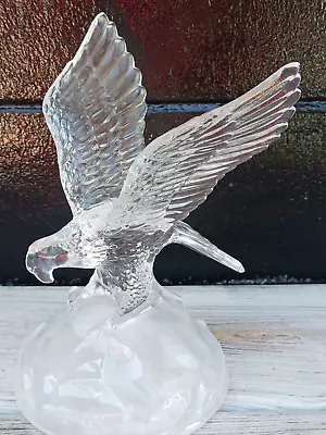 Cristal D' Arques Clear Lead Crystal Eagle W/Fish On Frosted Crystal Nest Base • $13.99