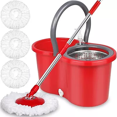 360° Mop Bucket Set Floor Magic Spin Dry Mop Bucket Set With 3 Microfiber Heads • $28.59