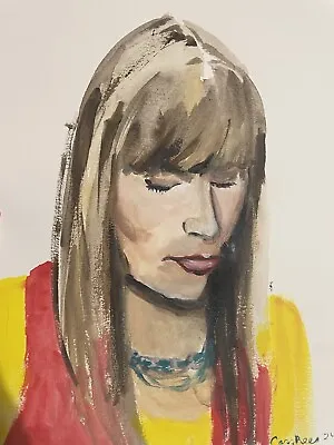 Joni Mitchell Watercolor Acrylic Painting On Paper Signed One Of A Kind Abstract • $92
