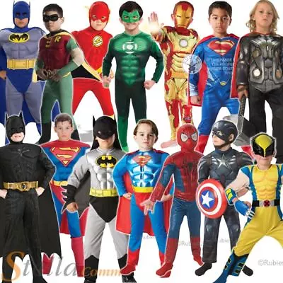 £19.49 • Buy Boys Deluxe Child Muscle Chest Superhero Kids Book Week Fancy Dress Costume