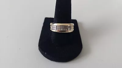 Men 14k Yellow Gold Ring Band 1ctw Princess Diamonds SI1 9.8g Wedding Engagement • $999.60