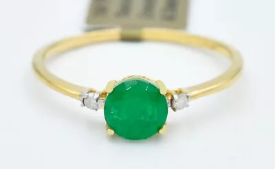 GENUINE 1.18 Cts EMERALD & DIAMONDS RING 10K YELLOW GOLD - Free Certificate -NWT • £0.80