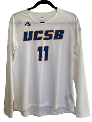 $14.99 • Buy Adidas Womens White Athletic Hi Lo Jersey Shirt L Long Sleeve Sport UCSB Gauchos
