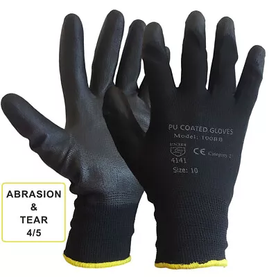 Nylon Pu Coated Grip Safety Work Gloves Gardening Builders Engineering Mechanic • £110