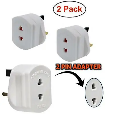 2 X Shaver UK 2 To 3 Pin Fuse 1A Fuse Adaptor Plug Ideal For Shaver & Toothbrush • £5.99