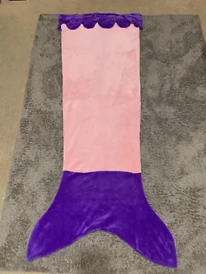 Girls Pink & Purple Mermaid Tail Fleece Blanket - Excellent Condition • £5