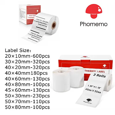 Square White Self-Adhesive Thermal Sticker Label Paper Phomemo M110 M200 Printer • $5.99