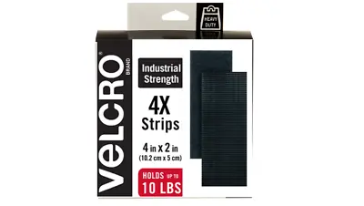 Adhesive VELCRO Brand Industrial Strength Tape Strips Heavy Duty Black 4x2 4 Set • $9.89