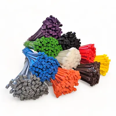 100 X Nylon Plastic Cable Ties Zip Tie Wraps Coloured Thin Small Large Long Wide • £2.79