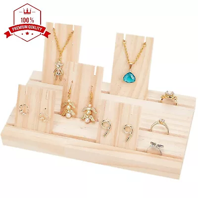 Wooden Earring Display Rack Jewelry Necklace Rings Shelf Watch Stand Holder 2023 • $8.90