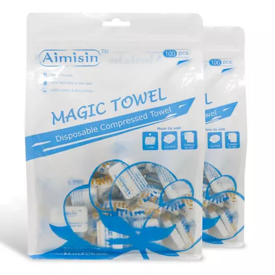 200pcs Aimisin Compressed Towel Tablet  Face Magic Towel For Baby Home Travel • $34.88