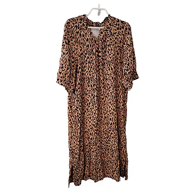 By Anthropologie McKenzie Dress Womens Size XLP XL Petite Midi Leopard • $34.97