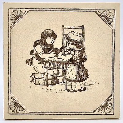 Victorian Tile Owen Gibbons For Maw & Co Broseley Salop Reading Stories C1882 • $111.90