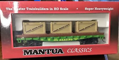 HO READING. 40'  MANTUA  FLAT CAR W/ DIESEL MOTOR CRATES   RDG 9316  NIB • $12.50