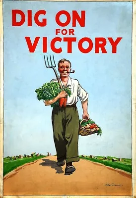 Dig On For Victory (UK)World War II Propaganda Poster Home Garden Wall • $16.99