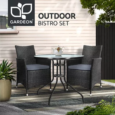 Gardeon Outdoor Setting Dining Chairs Table Wicker Bistro Set Patio Furniture • $239.95