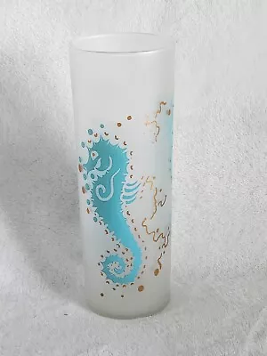 Vintage Federal Glass Co. Frosted Seahorse Highball Glass - Blue 7  • $19.95
