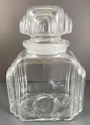 Skyscraper  Candy Jar Canister Apothecary Glass Art Deco Vintage Clear 9.5  • $120