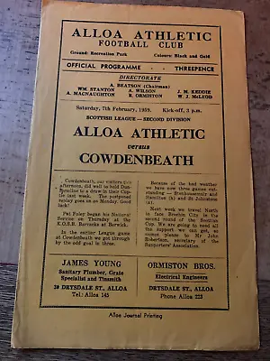 Alloa V Cowdenbeath 1958/1959 • £3.99