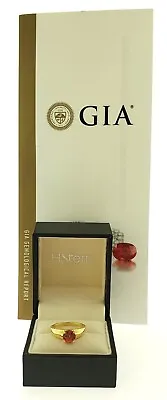 H.STERN Box + 2.04c BRIGHT ORANGE Spessartite Garnet Round  18K Gold Ring GIA • $1599