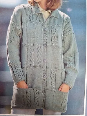 Knitting Pattern Lady's DK Long Cardigan With Collar 32 - 42   (386) • £1.95
