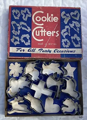 $12 • Buy Vintage Party Cookie Cutters, Metal, 9 In Total