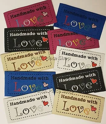 Woven 'Handmade With Love' Garment Labels 25x50mm Pack Of 10 • £1.82