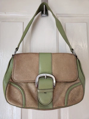 $0.35 • Buy Oroton Handbag - Small Shoulder Bag - One Strap - Light Green / Khaki - Retro