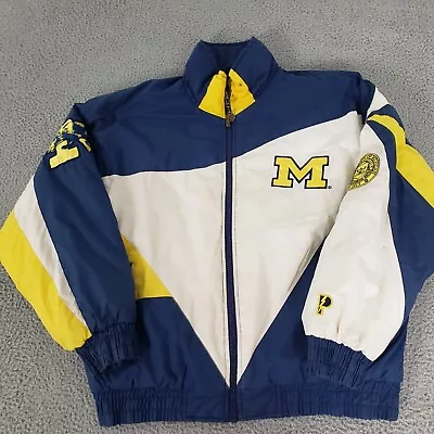 VINTAGE Michigan Wolverines Jacket Men Large Blue Pro Player Puffer Adult L • $75.77