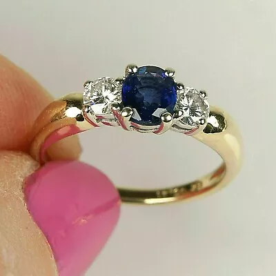 2Ct Round Lab Created Sapphire Diamond Women 3 Stone Ring 14K Yellow Gold Plated • $80.49