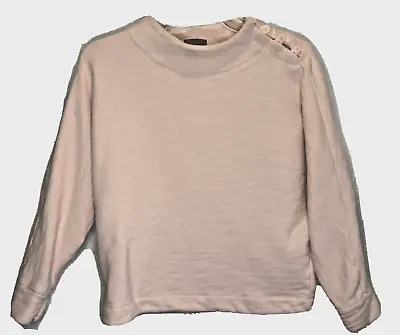 Point Sur J Crew Sweater Womens S Pink Waffle Knit Mock Neck Buttons Long Sleeve • $10.34