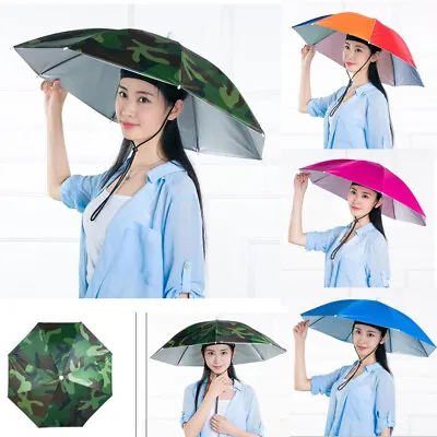 $12.99 • Buy Sun Umbrella Hat Outdoor Rain Foldable Golf Fishing Camping Headwear Head Cap AU
