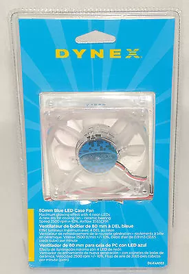 DYNEX - 80mm Blue LED Case Fan *Computer Fan - DX-FAN102 *NEW In Plastic PKG • $10.49