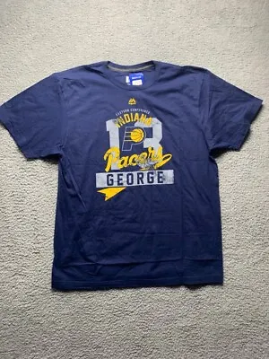 Indiana Pacers Paul George Majestic Mens Graphic T-Shirt Blue Ring Spun XL New • $11.85