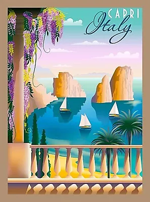 Capri Italy Retro Italian Europe Art Travel Advertisement Poster Picture Print • $10.49