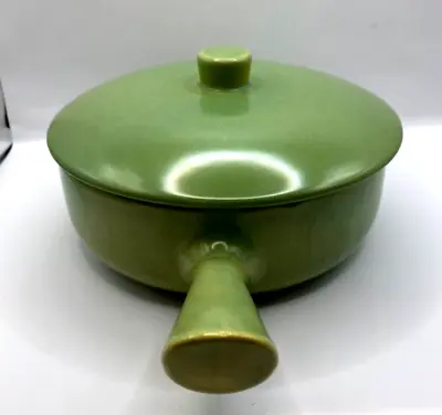 Vintage La Solana  Stoneware Cooking Pot W Lid & Handle 10.5 Inch Sage Green • $14
