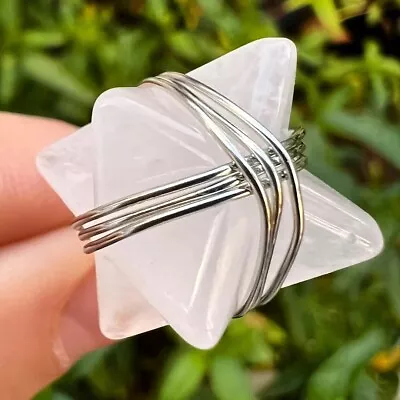 £11 • Buy Natural Clear Quartz Merkaba Crystal Pendant Necklace Gemstone Reiki Gift Shop