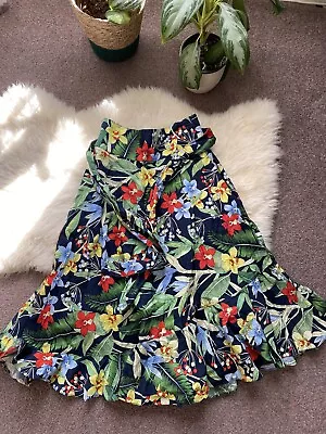 £11.99 • Buy ZARA 100% Cotton Tropical Print Midi Maxi Skirt Size Xs Beach Holiday Black