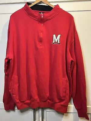 University Of Maryland Terrapins Terps Mens 1/4 Zip Pullover Sweatshirt XXL Red  • $24