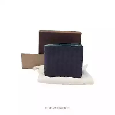 🔴 Bottega Veneta Bifold Wallet -  Blue Intrecciato Leather • $297