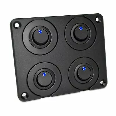 $16.99 • Buy Panel Of 4 Breaker Gang Waterproof Circuit Rocker Switch Car Marine (Blue LED )