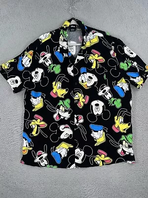 Disney Hawaiian Shirt 2XL Short Sleeve Button Up All-Over Print Mickey Mouse • $24.99