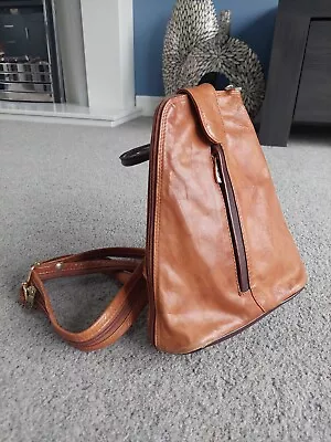 Beautiful Valentina Tan Brown Soft Leather Multiway Rucksack Backpack VGC  • £30