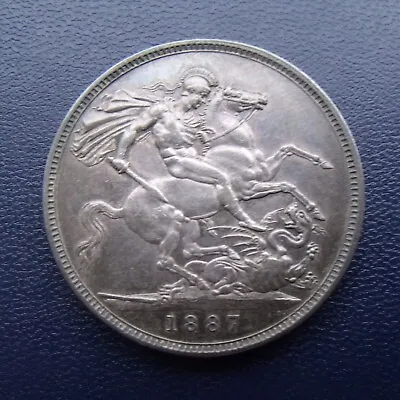 1887 Queen Victoria Jubilee Head Silver Crown Coin FREE UK P&P W • £108