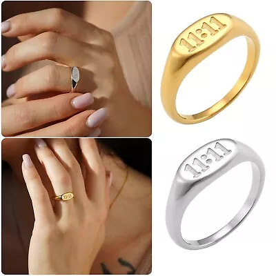 11:11 Angel Number Signet Ring Angel Number Ring Water Proof Ring Number Ring • $8.95