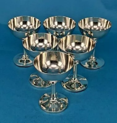 A Miniature Art Deco Silver Set Of Six Decadent Solid Silver Champagne Goblets • £395