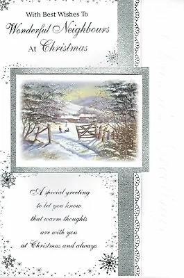 Wonderful NEIGHBOURS CHRISTMAS CARD - Quality Card - Snow Scene Design • £2.20