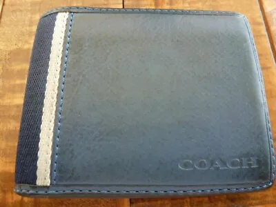 Coach Blue Leather Bi Fold Bifold Wallet - Authentic - Minimalist - Nice • $9.99