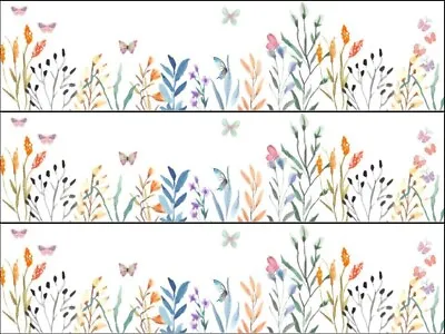 Wild Flower Meadow Butterfly Pretty Ribbon Border Edible Cake Topper Wafer Icing • £4.72