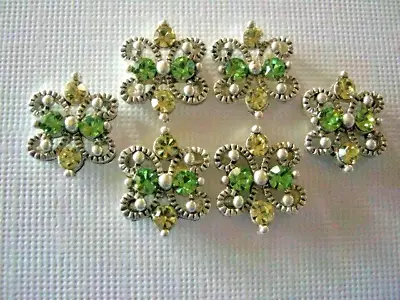 2 Hole Slider Beads Mariposa Green/Yellow Crystal Made With Swarovski Elements#6 • $6.95